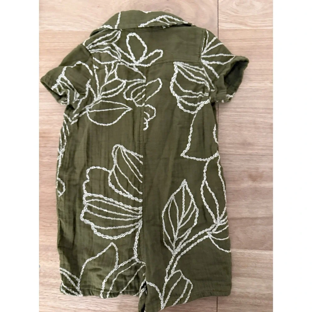 Baby Gap Olive Green Tropical Romper –‎ 6-12 Months Gauze One Piece